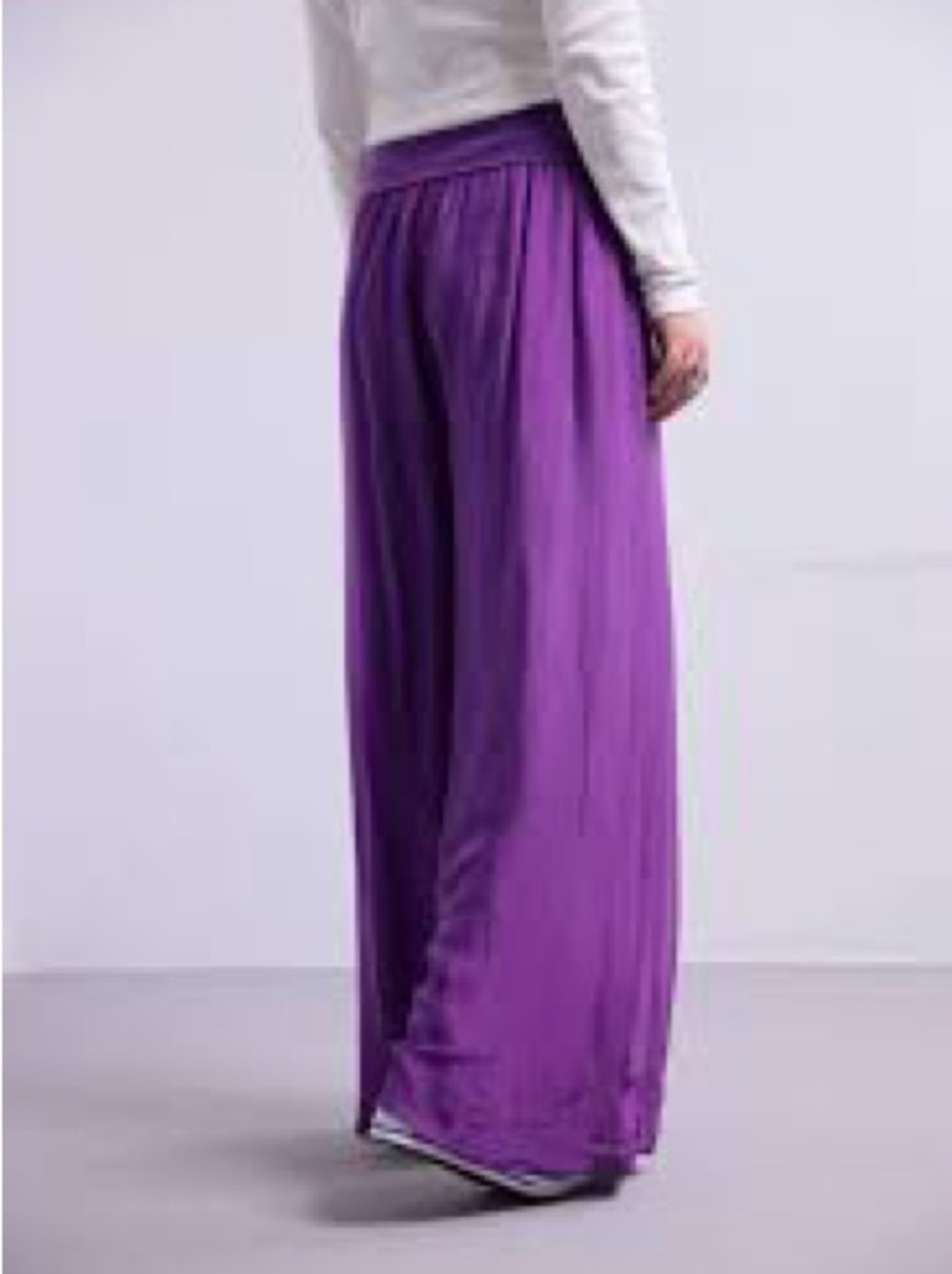Purple Silk Wide Leg Pants